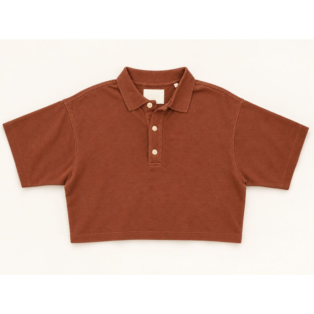 Citizens of Humanity Lowen Polo S Chai Brown Supima Cotton Boxy Cropped